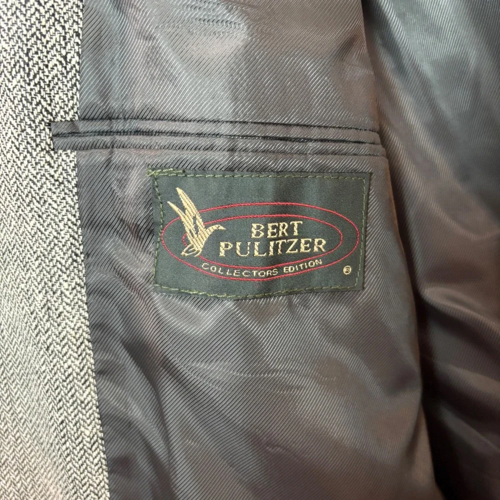 Bert Pulitzer Blazer Mens 50L Grey 80s Silk Herringbone Collectors Edition Sport